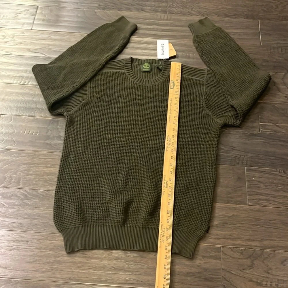 Timberland Waffle Knit Crew Neck Sweater shirt new Olive Green Mens Size Medium